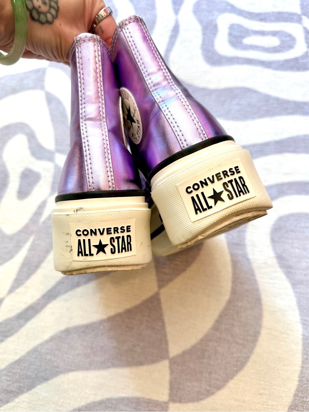 Converse Chuck Taylor All Star Lift Double Stack Hi Metallic Purple Lilac 8.5 - Picture 5 of 7